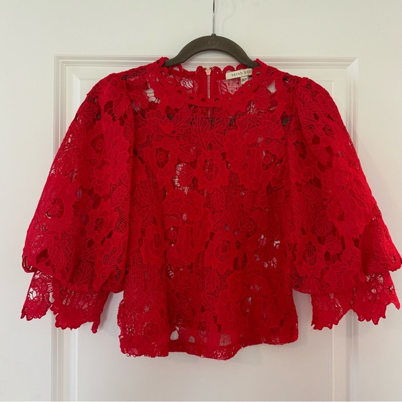 Anthropologie Sarah Hann Lace Blouse - Red - Picture 3 of 4